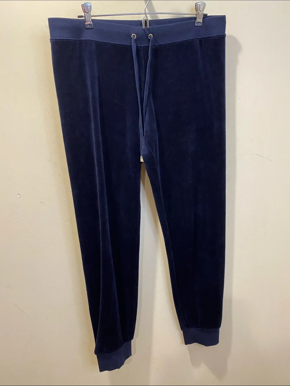 Juicy Couture Navy Velour Drawstring Joggers With Pockets Size M